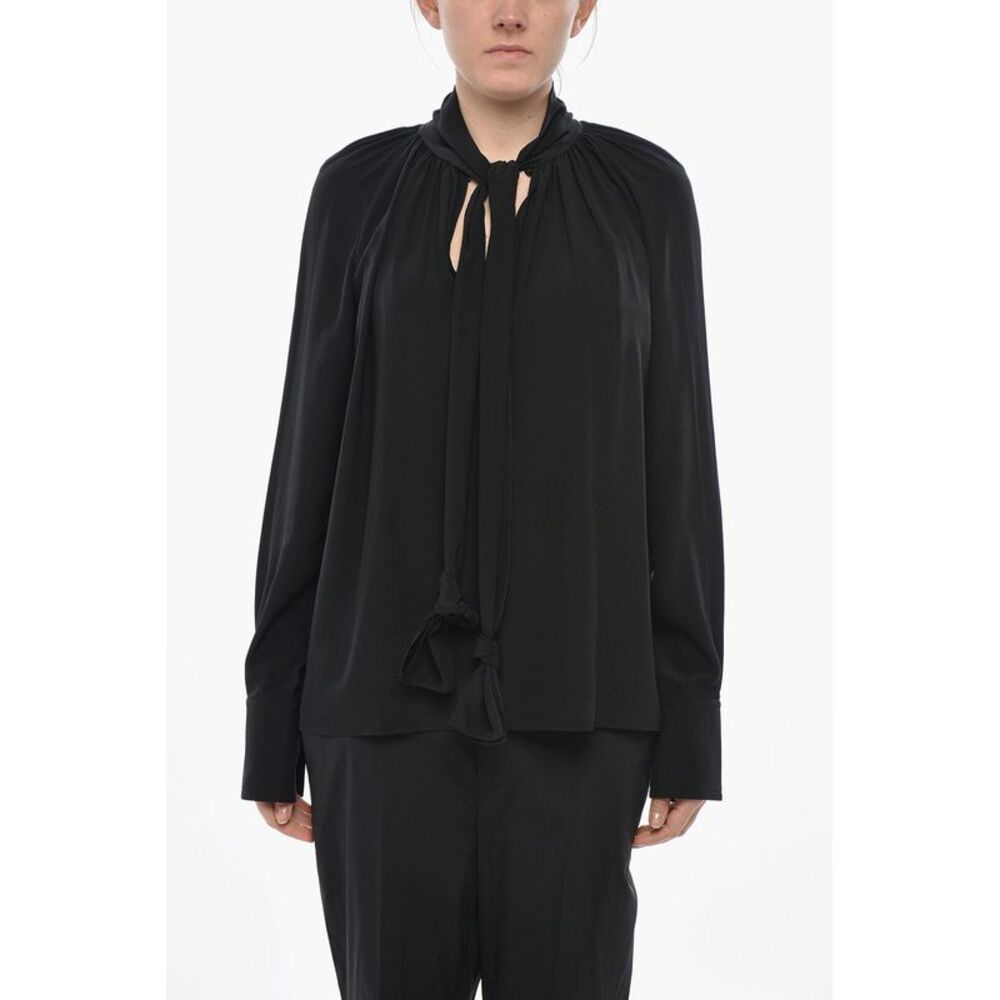 Silk Tie-Neck Blouse - Picture 2 of 5